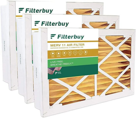 Filterbuy 20x20x5 merv 11 pleated hvac ac furnace air filters for honeywell return grille fc40r1003 (3-pack)