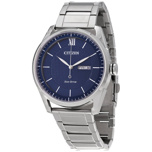 Citizen eco-drive classic blue dial men's watch aw0081-54l