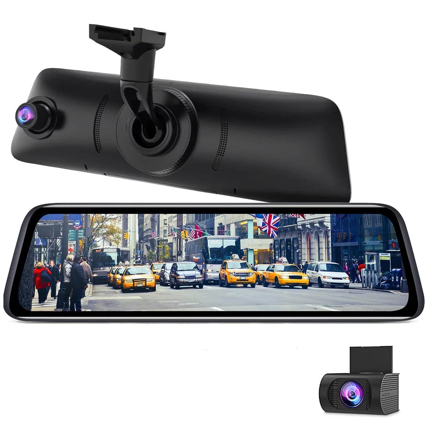 Auto-vox rear view mirror 9.35'' monitor camera oem look touch screen mirror dash cam, dual camera 1080p super night vision car backup camera(v5 pro)