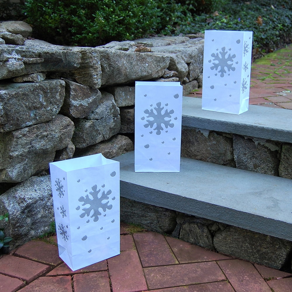 Candle luminaria kit, snowflake - set of 12