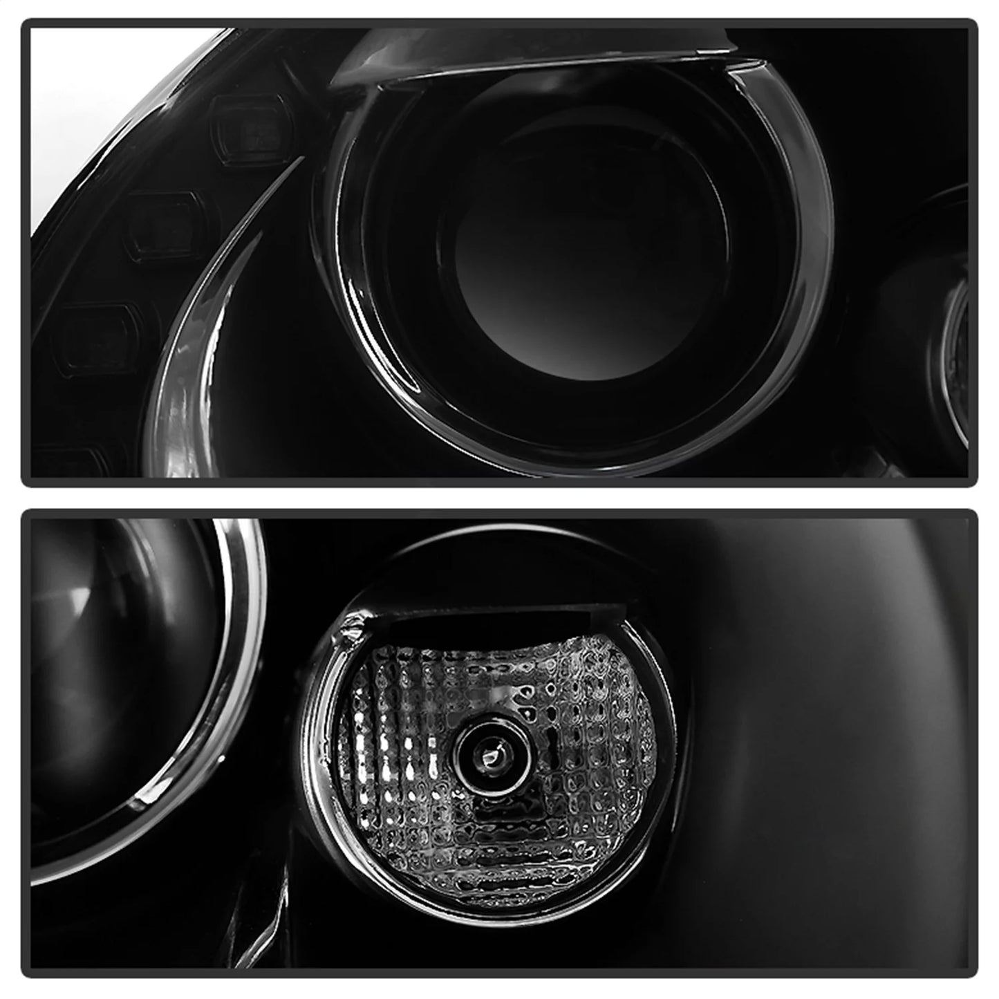 Spyder volkswagen beetle 06-10 projector headlights - drl led - black