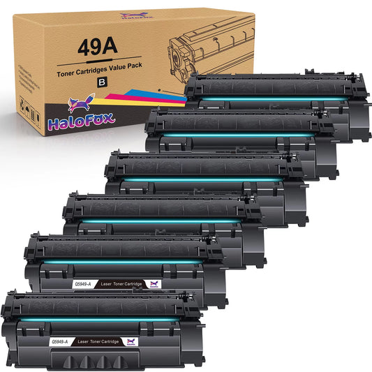 49a 53a q5949a halofox 49a toner cartridge replacement for hp 49a q5949a 53a q7553a 49x q5949x for hp laserjet 1320 1320n 3390 1160 1320tn 1320nw 3392 p2015 p2015dn printer ink (black, 6-pack)