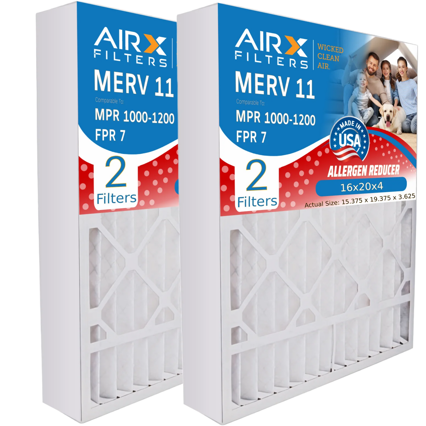 16x20x4 air filter merv 11 comparable to mpr 1000, mpr 1200 & fpr 7 compatible with toptech tt-fm-1620 premium usa made 16x20x4 furnace filter 2 pack by airx filters wicked clean air.