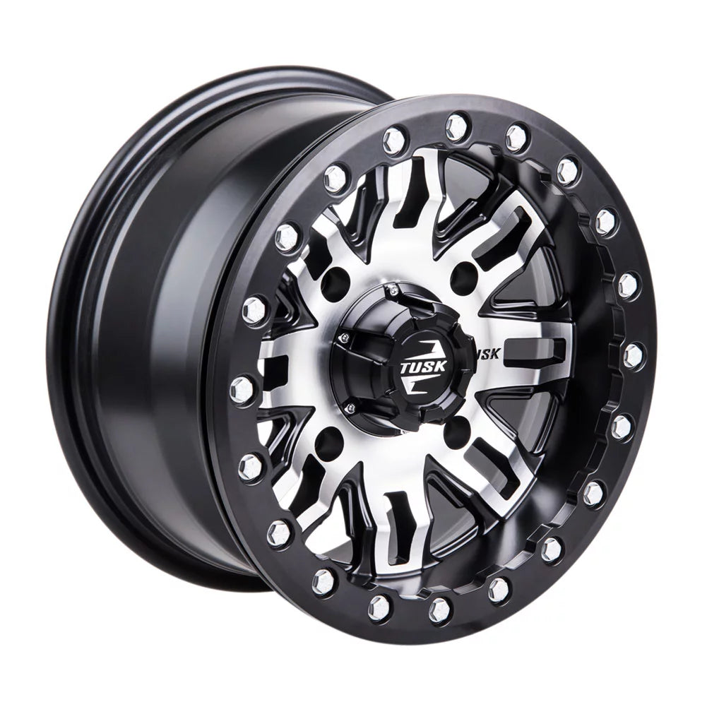 4/156 tusk teton beadlock wheel 15x7 5.0 + 2.0 machined/black for yamaha wolverine rmax 2 1000 sport 2022