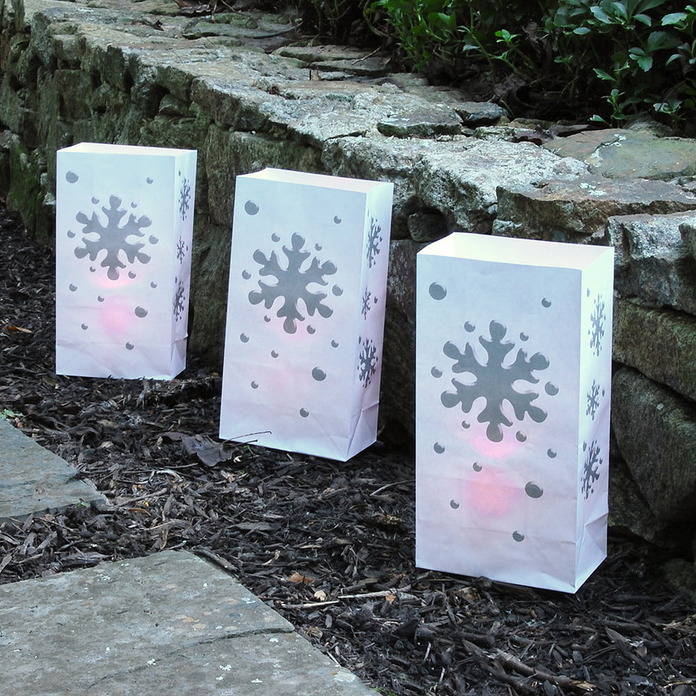 Candle luminaria kit, snowflake - set of 12