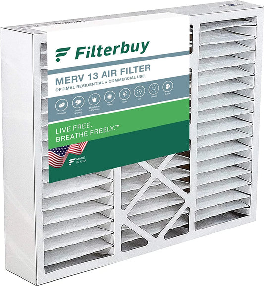 Filterbuy 20x20x5 merv 13 pleated hvac ac furnace air filters for amana, coleman, goodman, payne, york, and more (1-pack)