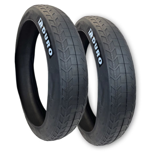 Two duro 26x4.0 fleetwood semi-slick street bike tires with folding beads 24x4