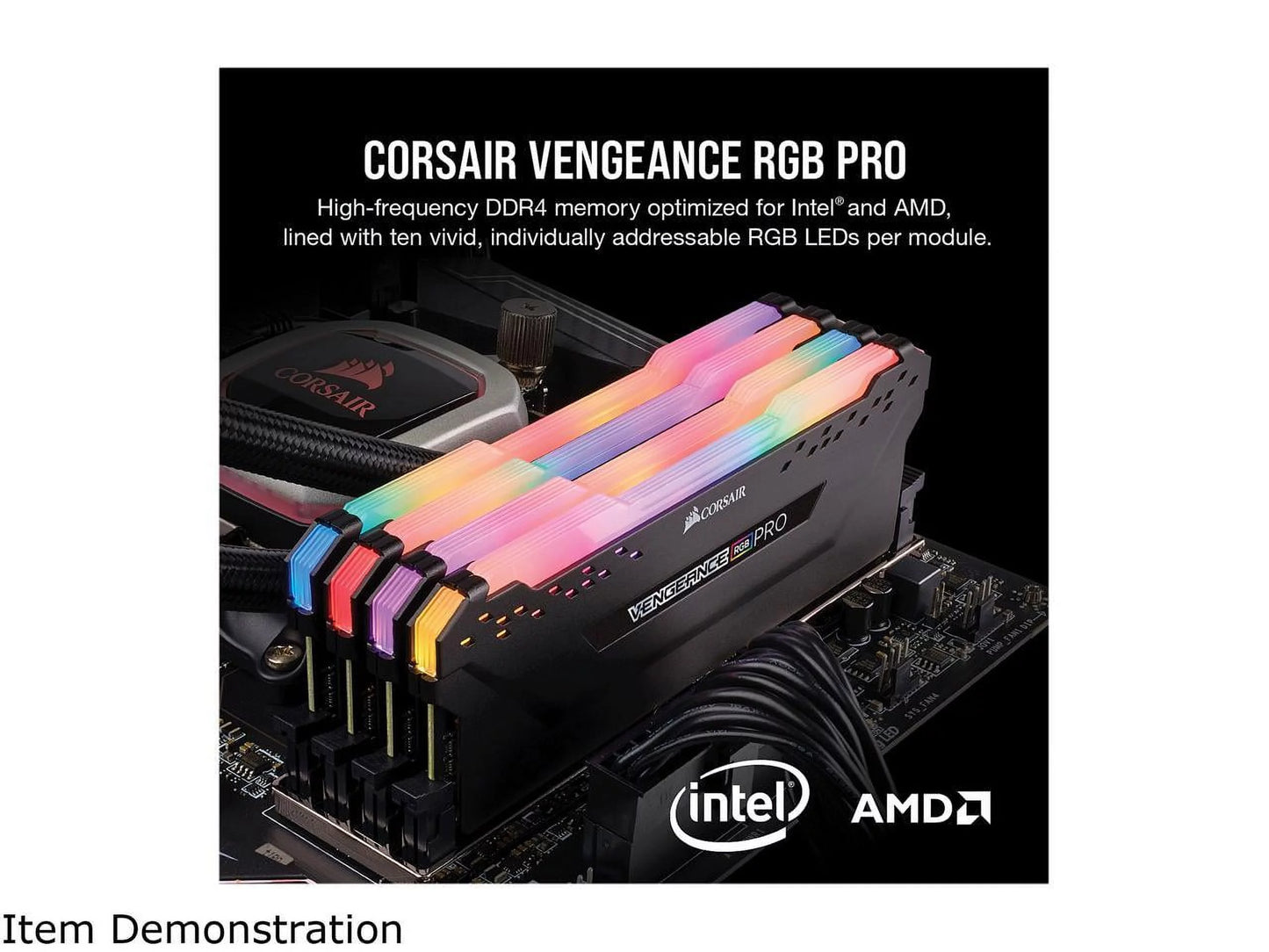 Corsair vengeance rgb pro 16gb (2x8gb) ddr4 3200mhz c16 led desktop memory - black