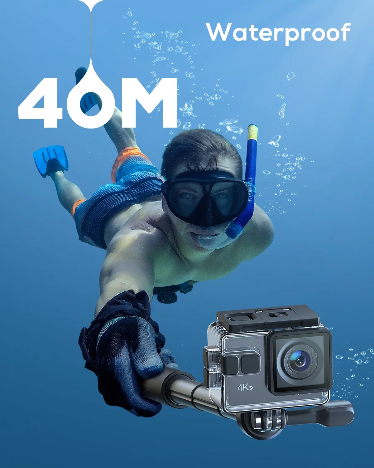 Wolfang action camera 4k 20mp action cam waterproof 40m underwater camera eis stabilization wifi video camera 170�