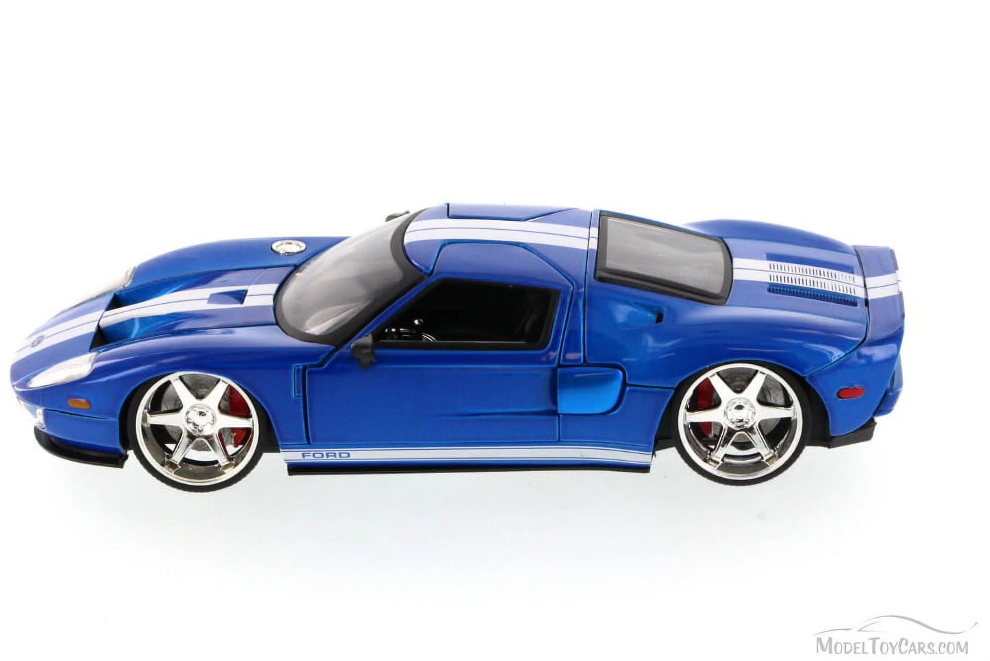 Ford gt blue with white stripes \fast & furious 7\" (2015) movie 1/24 diecast model car by jada"