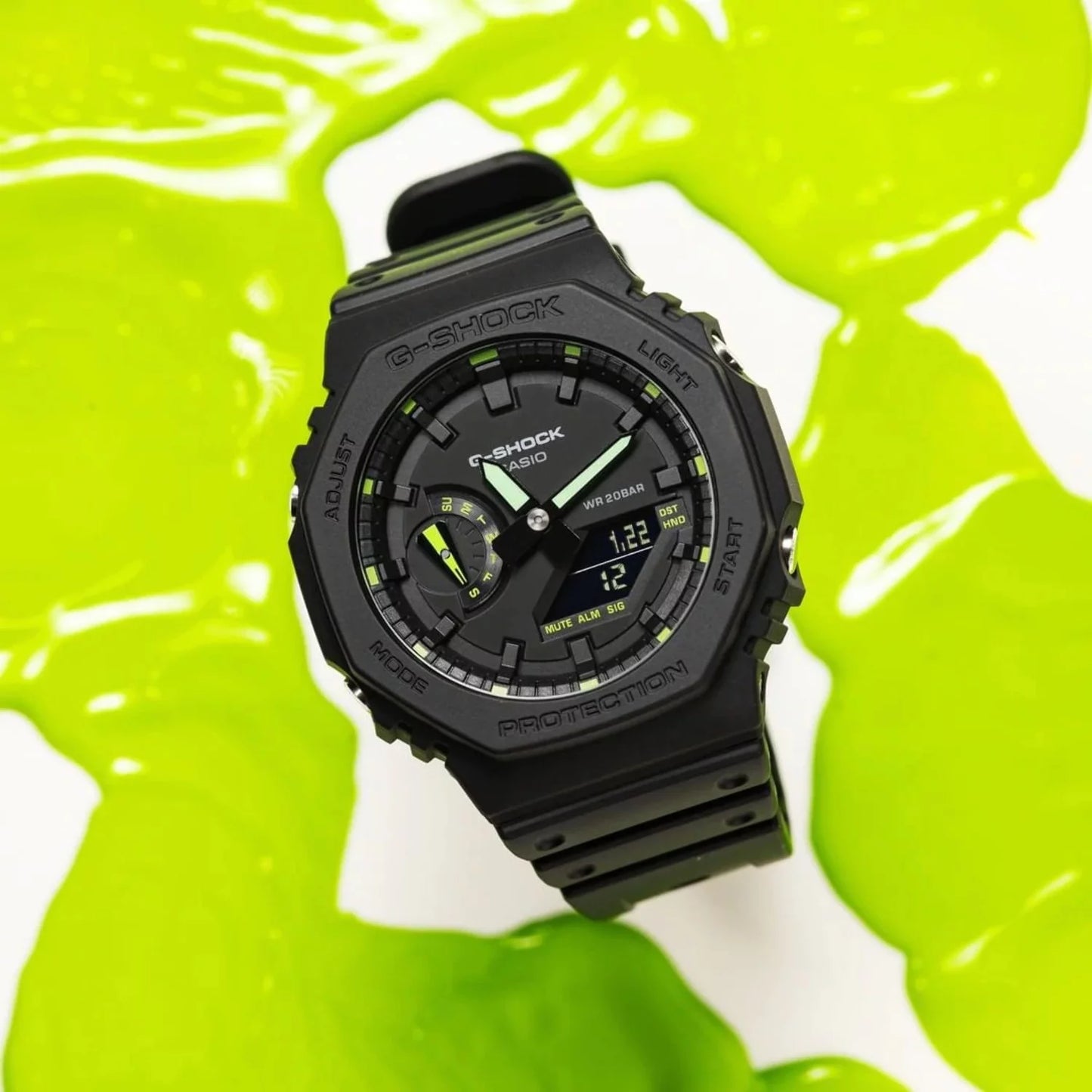 G-shock ga2100 neon black green limited edition