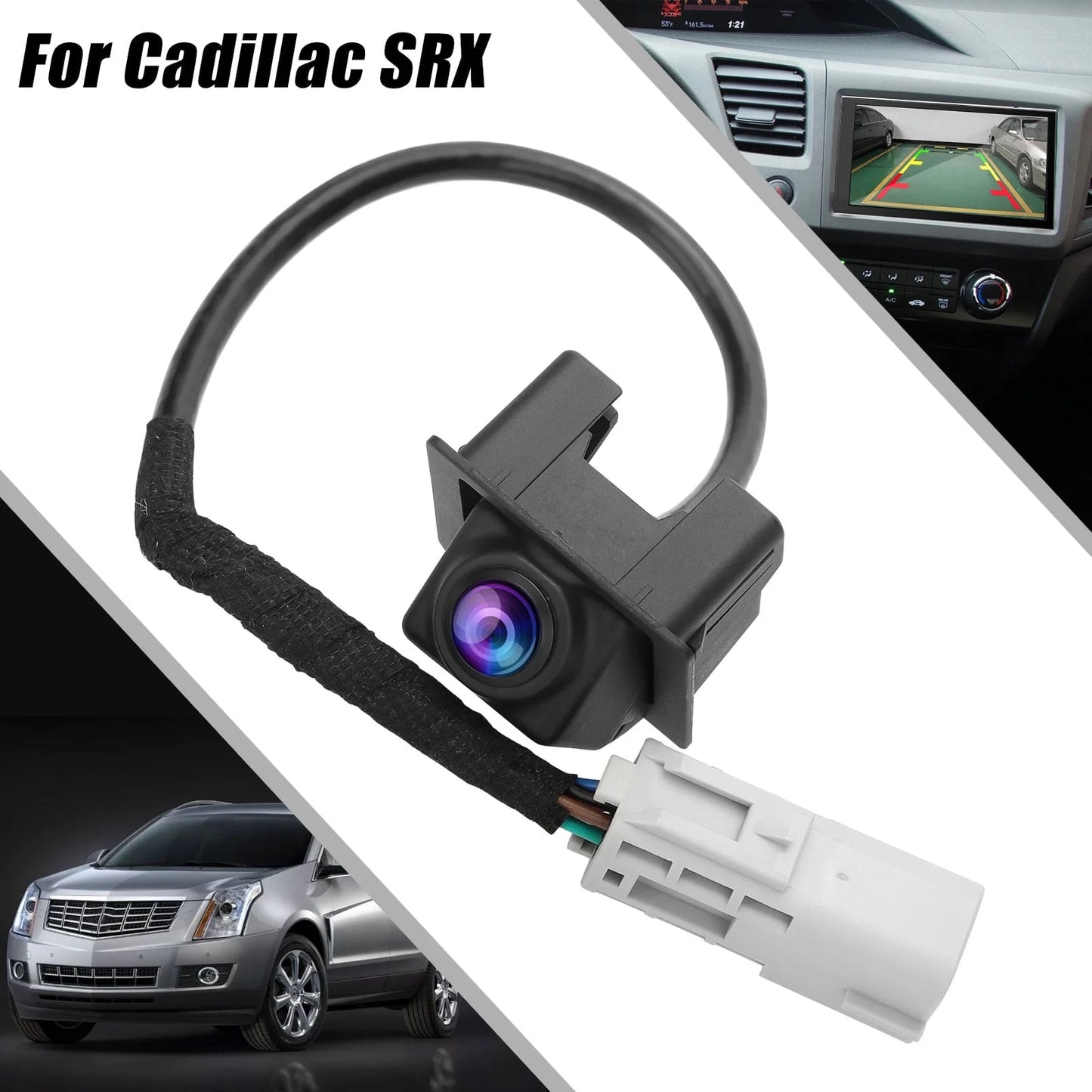 Rear view backup camera for cadillac srx, tsv back up parking assist cam 23205689, 22915398, 15926122, 20910350 replacement for 2010 2011 2012 2013 2014 2015 2016 cadillac srx