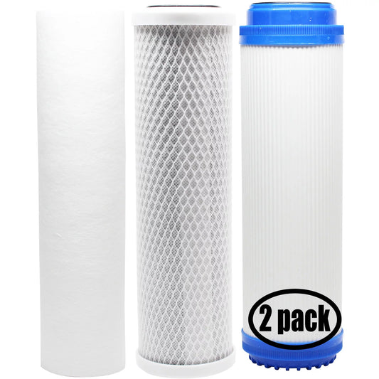 2-pack replacement for filter kit for ami h-h12xbe33 ro system - includes carbon block filter, pp sediment filter & gac filter - denali pure brand