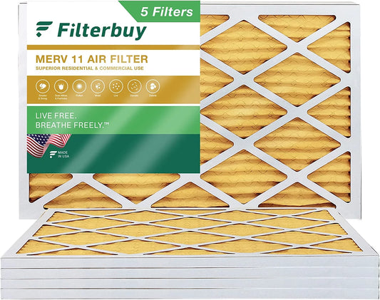 Filterbuy 10x24x1 merv 11 pleated hvac ac furnace air filters (5-pack)