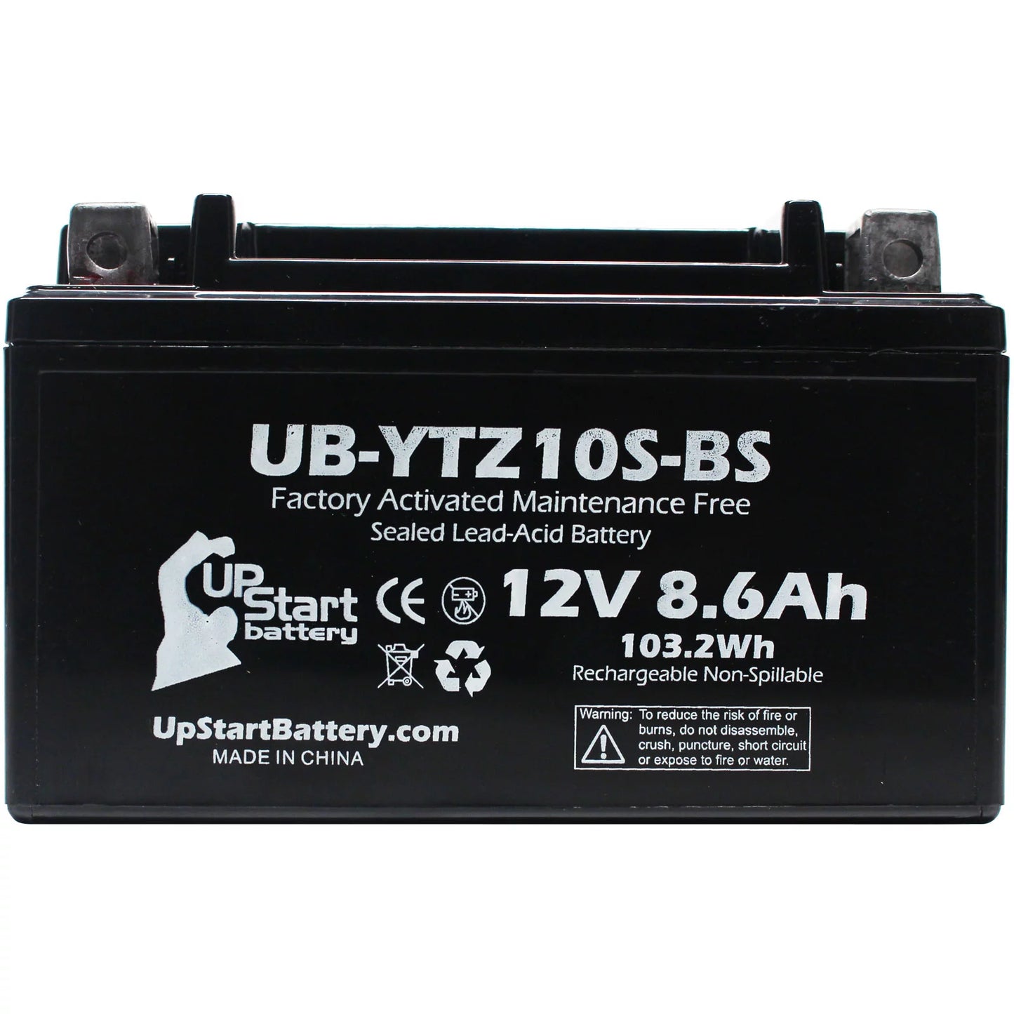 2-pack upstart battery replacement 2011 yamaha yzf-r1 1000cc factory activated, maintenance free, motorcycle battery - 12v, 8.6ah, ub-ytz10s-bs