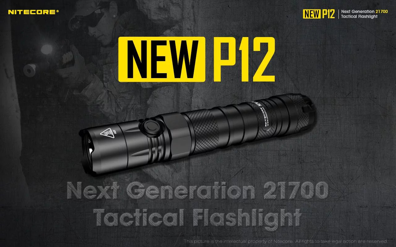 Nitecore new p12 version led flashlight - 1200 lumens w/nl2150hpr battery, usb cord,  and  3amp wall adapter