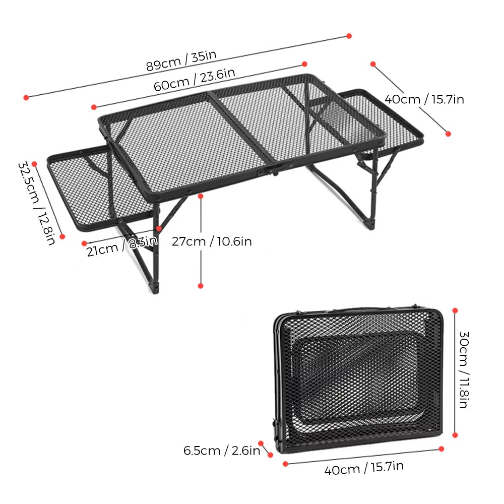 Anself folding camping table, portable picnic cooking station, food prep table, dining gear