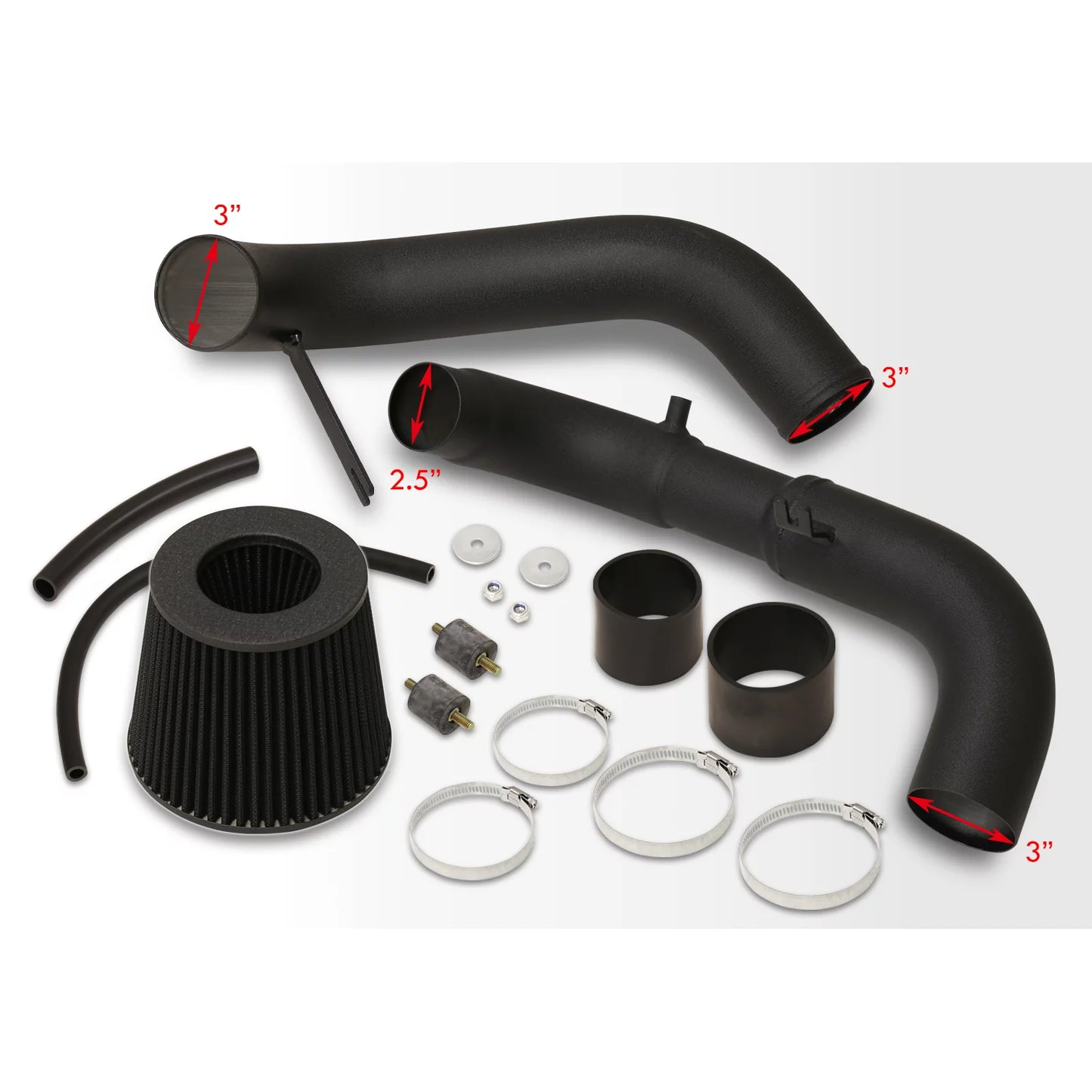 Ajp distributors jdm cold air intake cai induction system black aluminum piping pipe + filter compatible/replacement for honda civic dx lx ex 1.8l l4 2006 2007 2008 2009 2010 2011 06 07 08 09 10 11