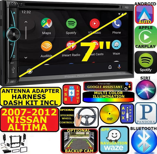 Fits/for 07-12 altima nav bluetooth cd/dvd carplay android auto car radio