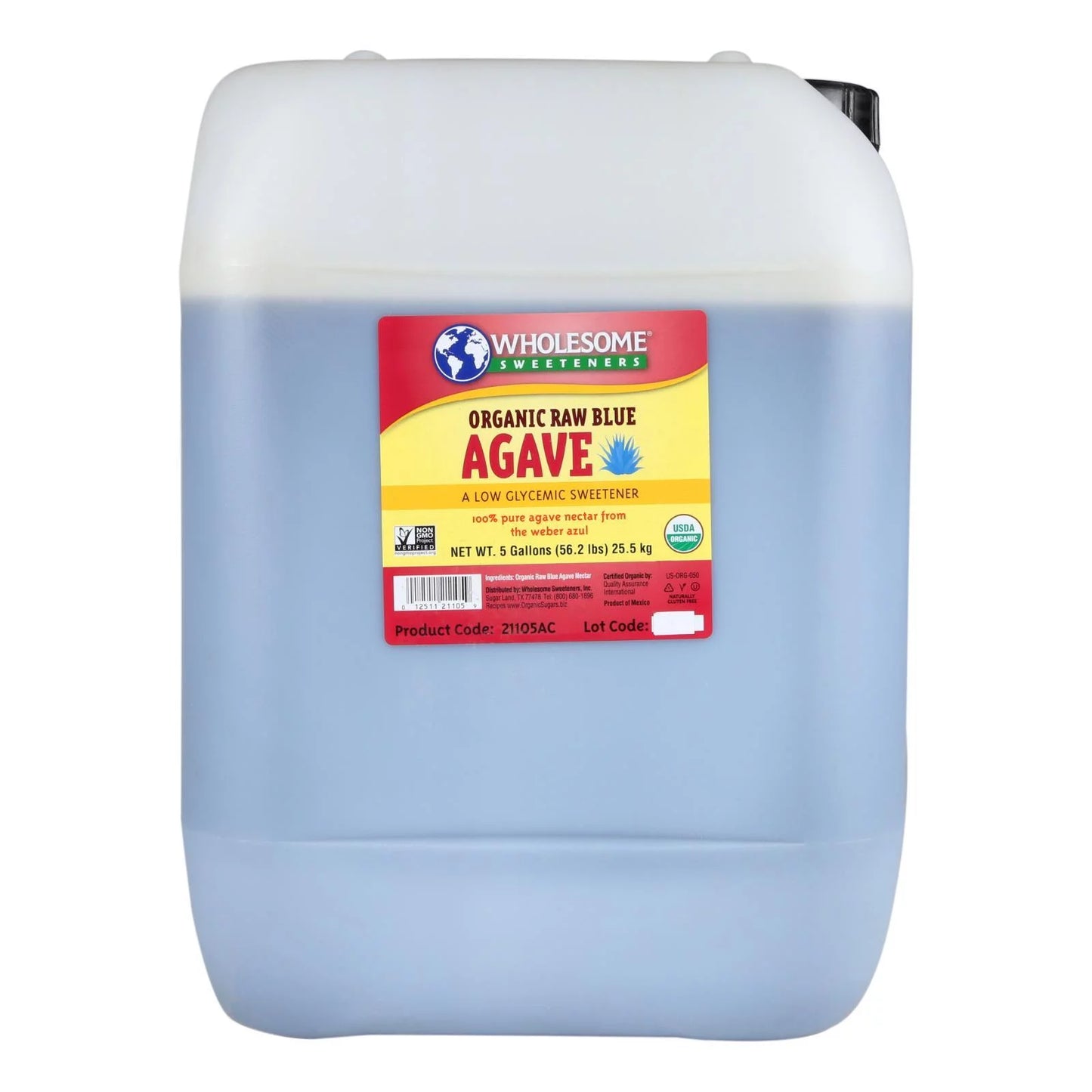 Wholesome sweeteners blue agave - sweeteners - case of 1 - 5 gal