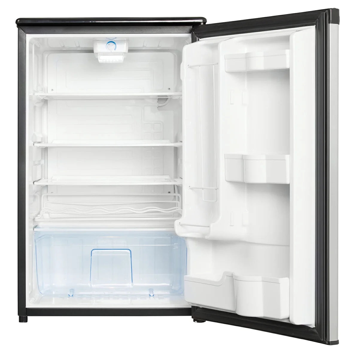 Danby dar044a4bsldd 4.4 cf all refrigerator auto defrost glass cantilever shelves estar