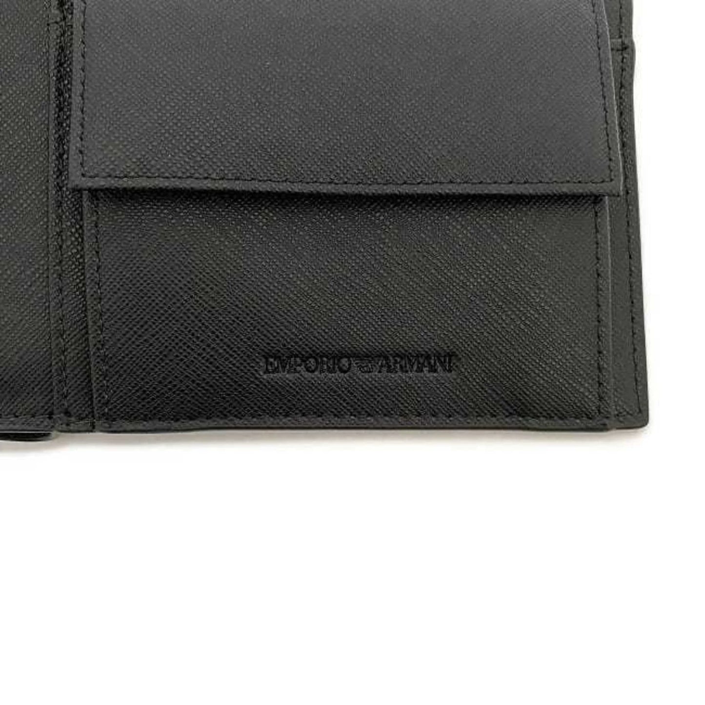 Pre-owned emporio armani folio wallet black white y4r165 leather emporio armani men's (like new)