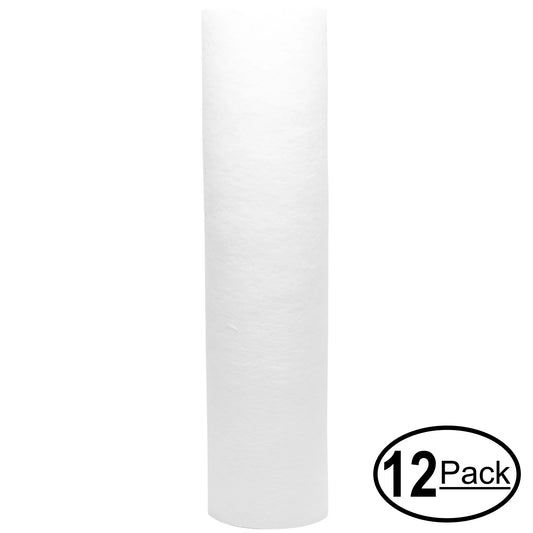 12-pack replacement for h2o distributors h2o-ucf-01-38 polypropylene sediment filter - universal 10-inch 5-micron cartridge for h2o distributors single stage under sink system - denali pure brand