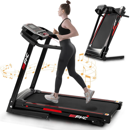 Pouseayar folding treadmills for home - 3.5hp portable foldable with incline, black