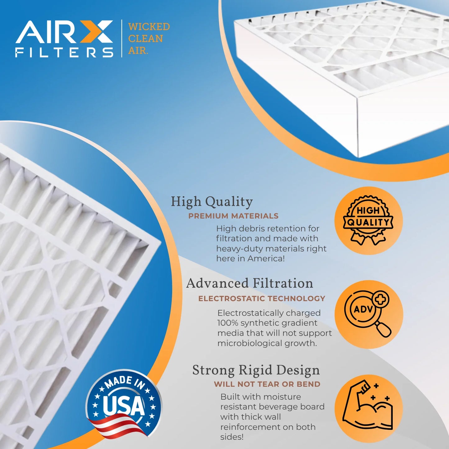 20x25x5 air filter merv 13 comparable to mpr 1500 - 2200 & fpr 9 compatible with generalaire 14201 premium usa made 20x25x5 furnace filter 2 pack by airx filters wicked clean air.