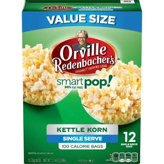 Orville redenbacher's smartpop! kettle corn microwave popcorn, mini bags, 1.16 oz, 12 ct (pack of 8)