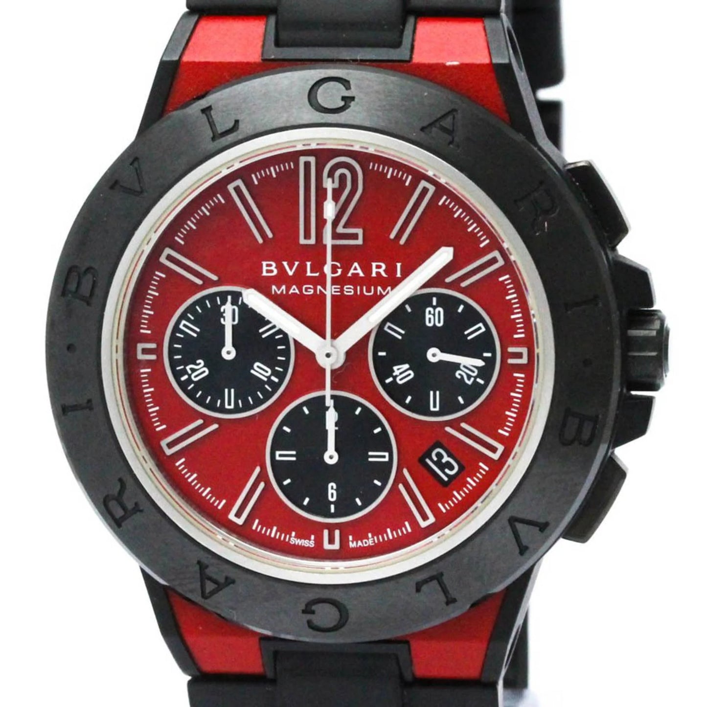 Pre-owned bvlgari diagono magnesium chronograph ceramic automatic watch dg42smcch bf567466 (good)