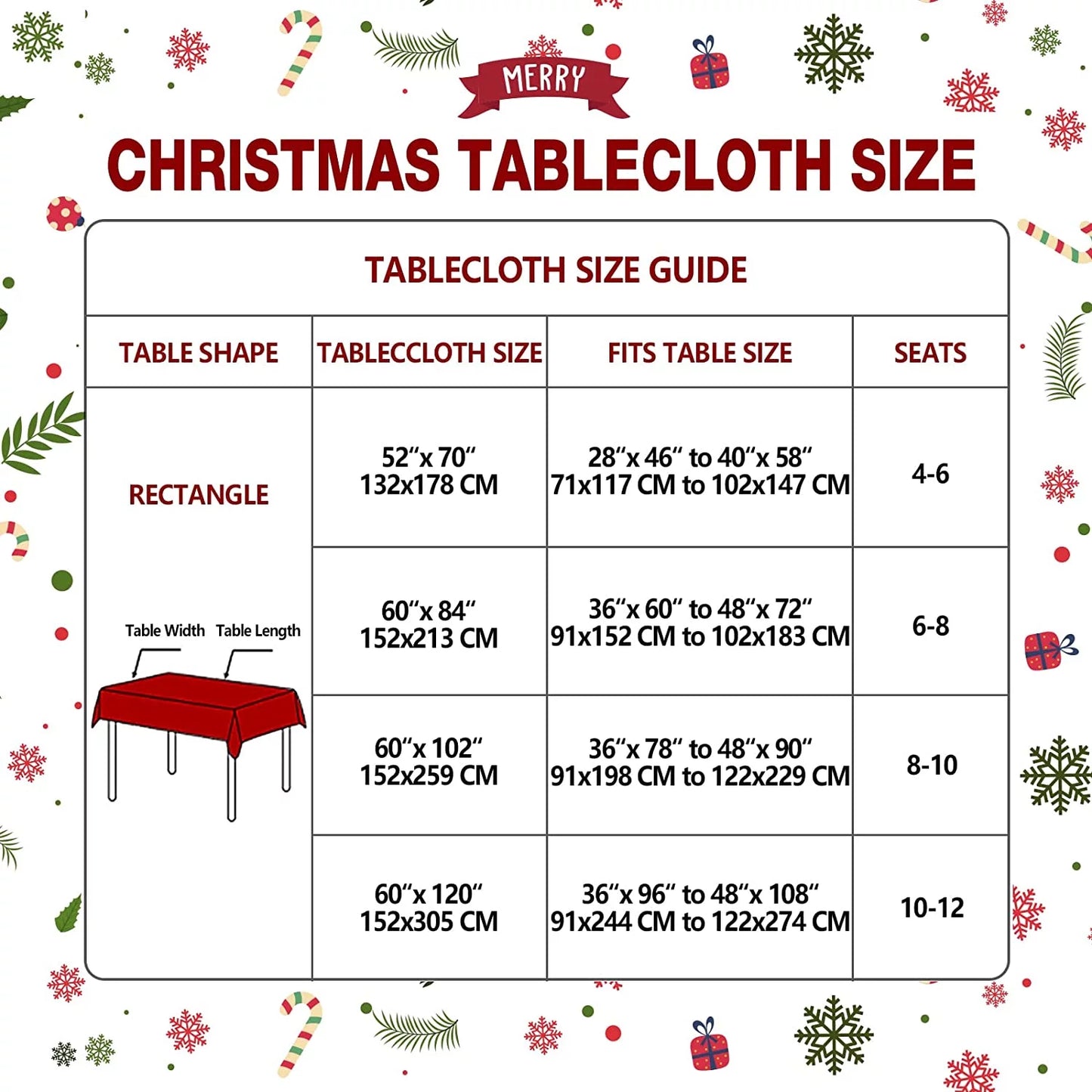 Umineux christmas tablecloth with flannel backing, waterproof wipeable vinyl rectangle table cover for xmas parties/wedding/holiday/decoration use - heavy duty table cover(60x102 inch, snowflake)