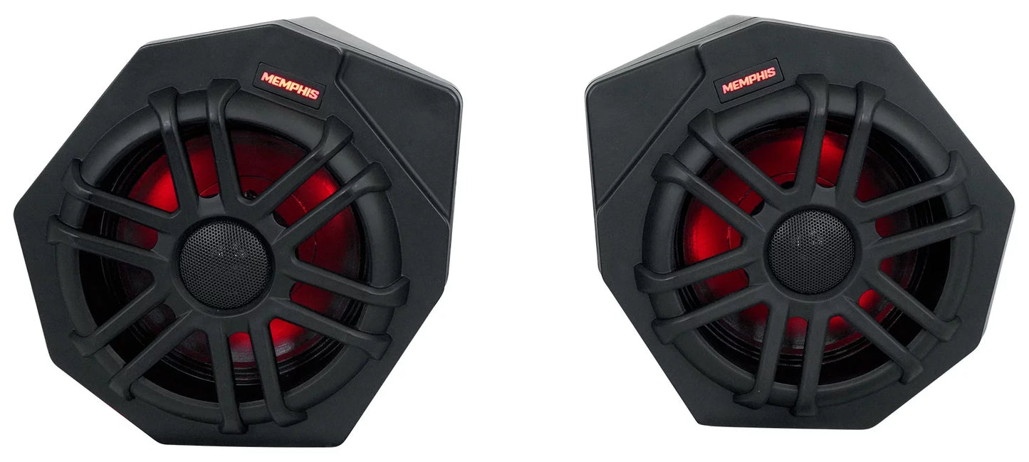 (2) memphis canamx365fe speakers+pods+led tower speakers+amp for 2017+ can am x3