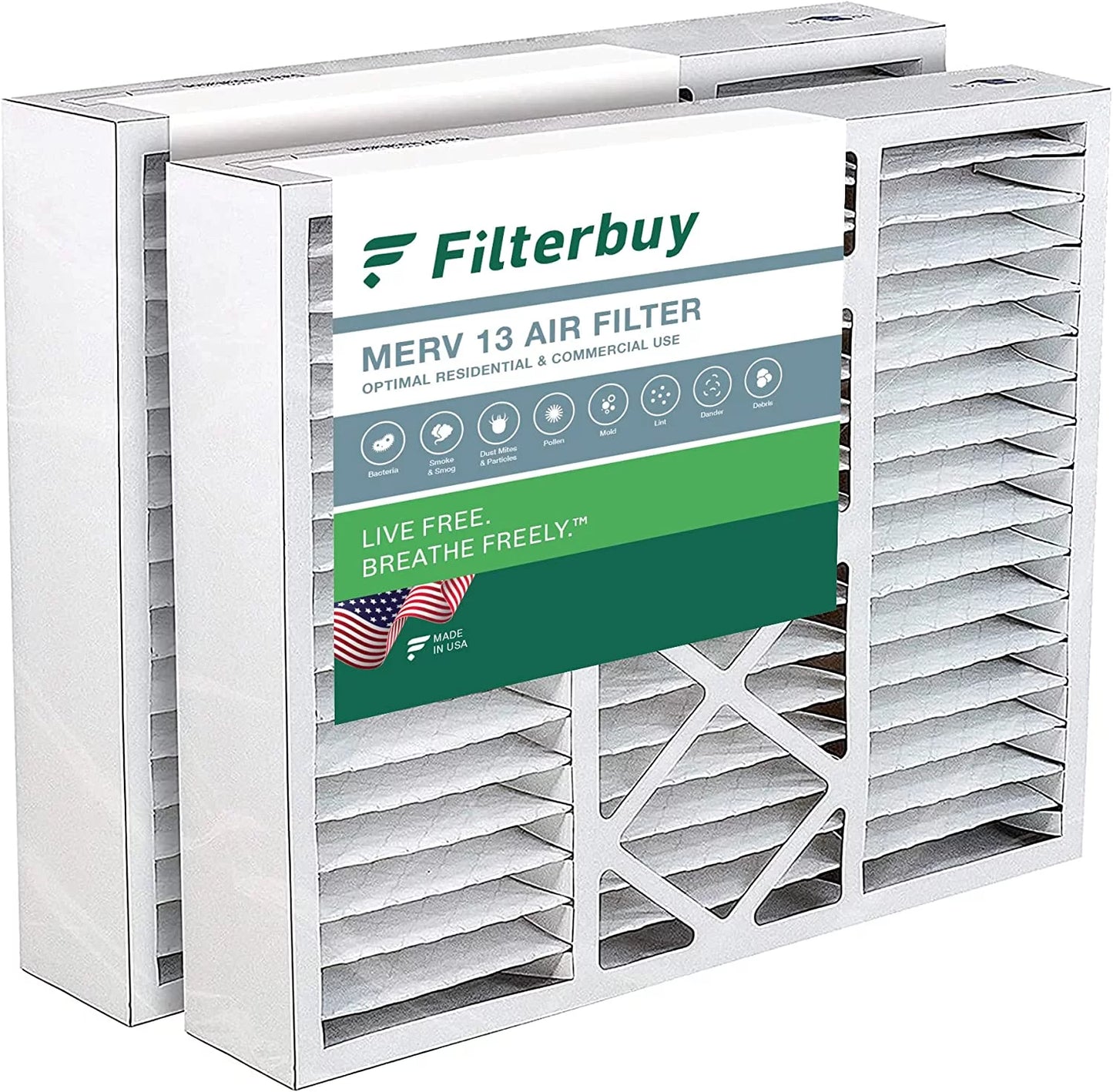 Filterbuy 20x22x5 merv 13 pleated hvac ac furnace air filters for amana, goodman, and nordyne (2-pack)