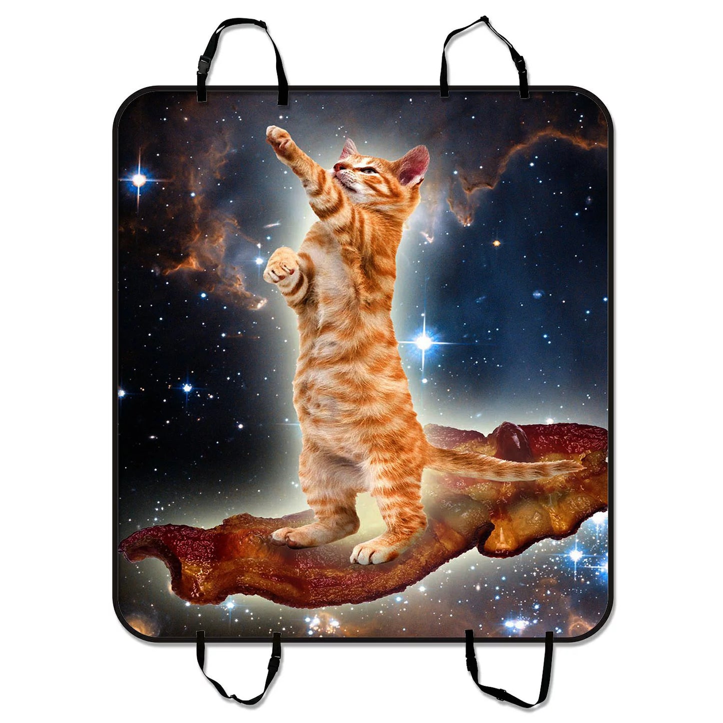 Gckg funny bacon cat in space pattern pet car seat cover dog car seat mat hammock cargo mat trunk mat for cars trucks and suv 54x60 inches