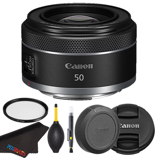 Canon rf 50mm f1.8 stm: for canon full frame mirrorless rf mount cameras [eos r, eos rp, eos r5, eos r6] + pixi -starter bundle (international version)