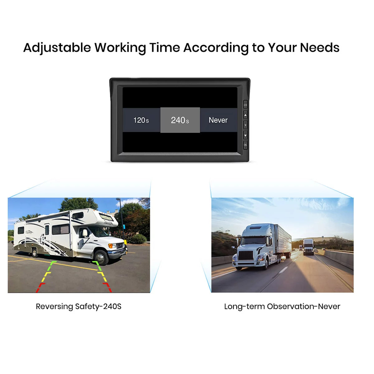 Auto-vox truck wireless backup camera with 7" monitor, trailer rear view camera, digital reverse camera for camper, vans