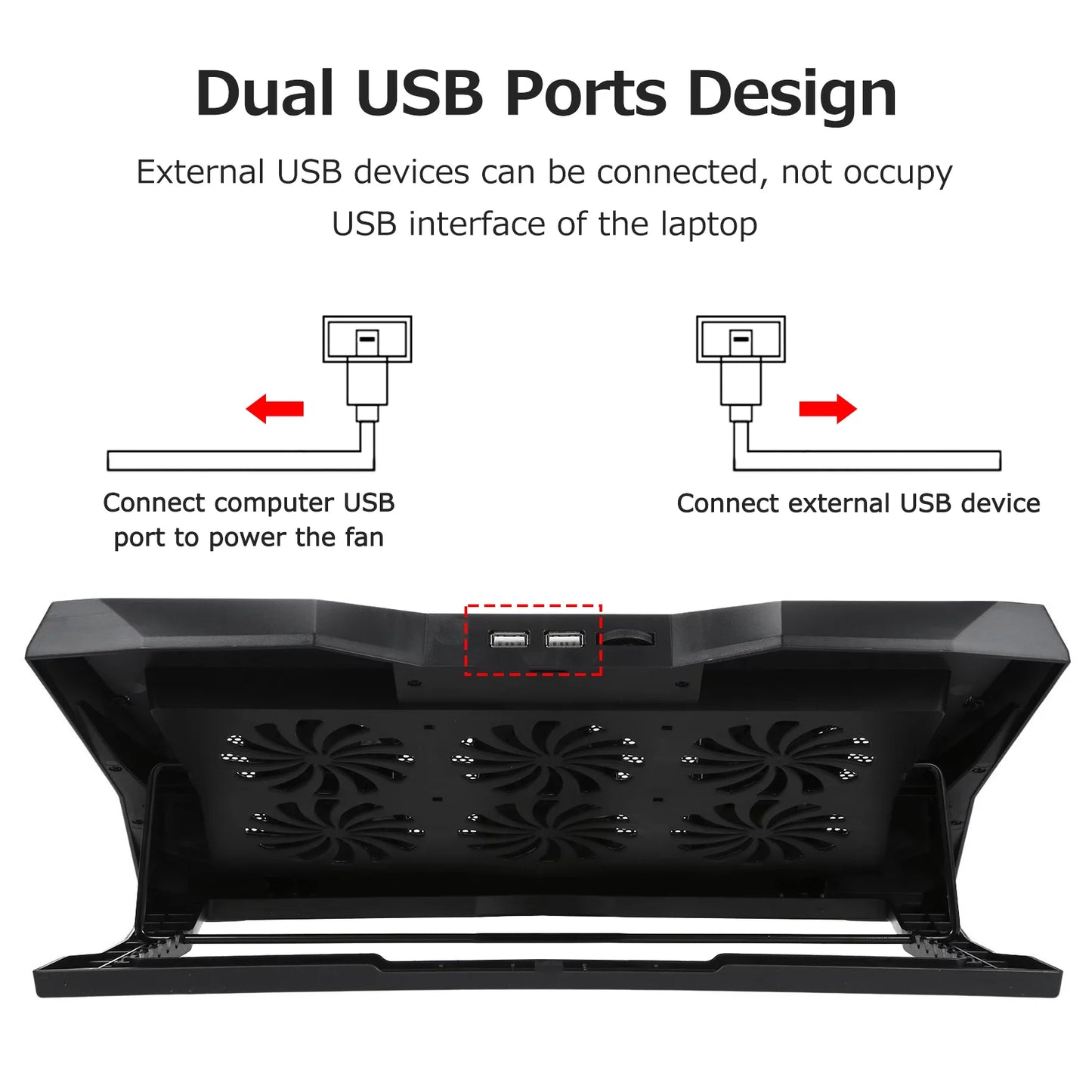 Andoer low noise notebook computer cooler stand, 6 fans for efficient heat dissipation and comfortable viewing angle