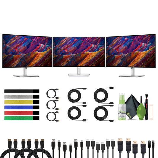 Dell ultrasharp u2723qe 27" uhd hdr ips wled lcd 4k monitor, 3840 x 2160 at 60 hz with displayport, hdmi usb c docking hub, 3x computer monitors bundle with screen cleaning kit and more