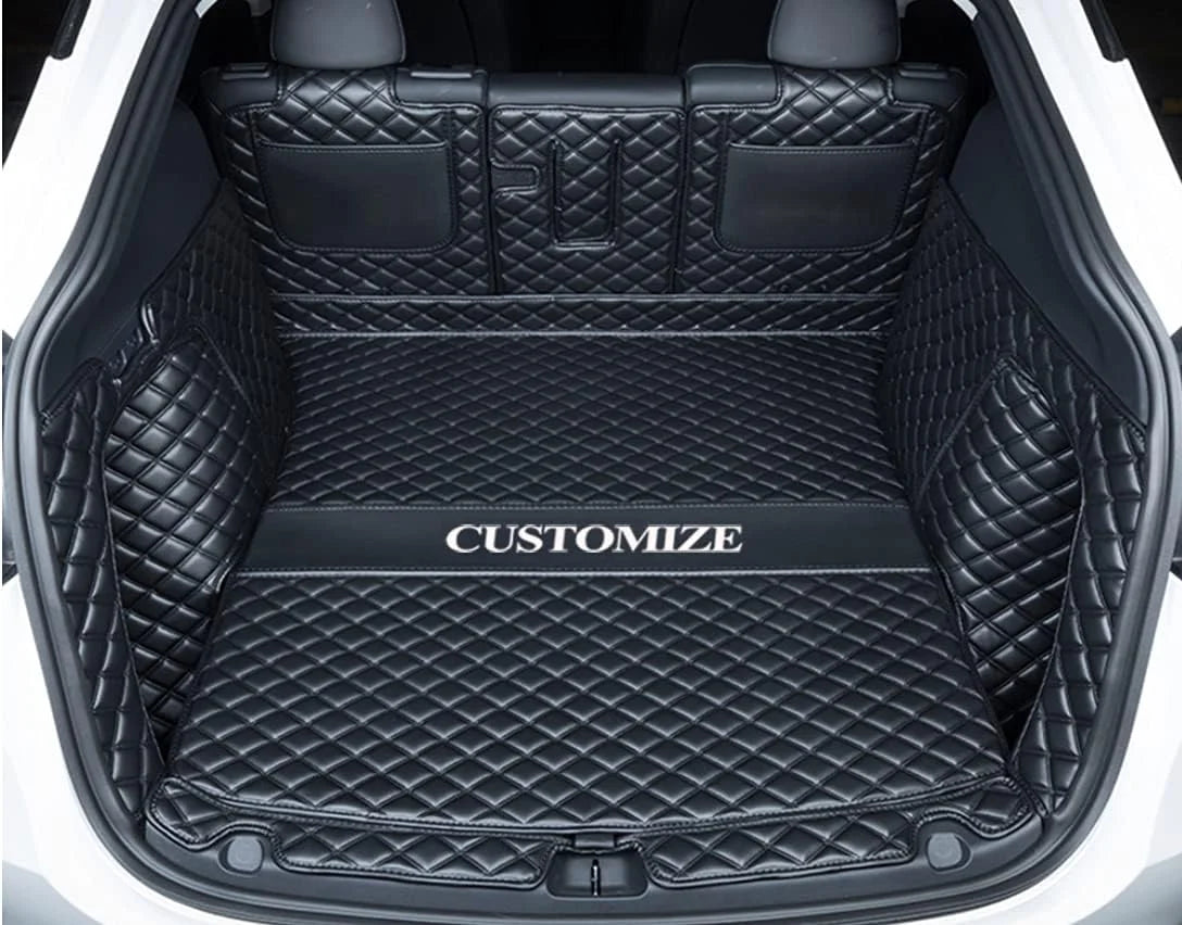 Trunk liner full coverage cargo mats custom for bmw-tesla-mercedes-honda-lexus-subaru 95% car makes car trunk mats all weather boot liner -black with black stitching