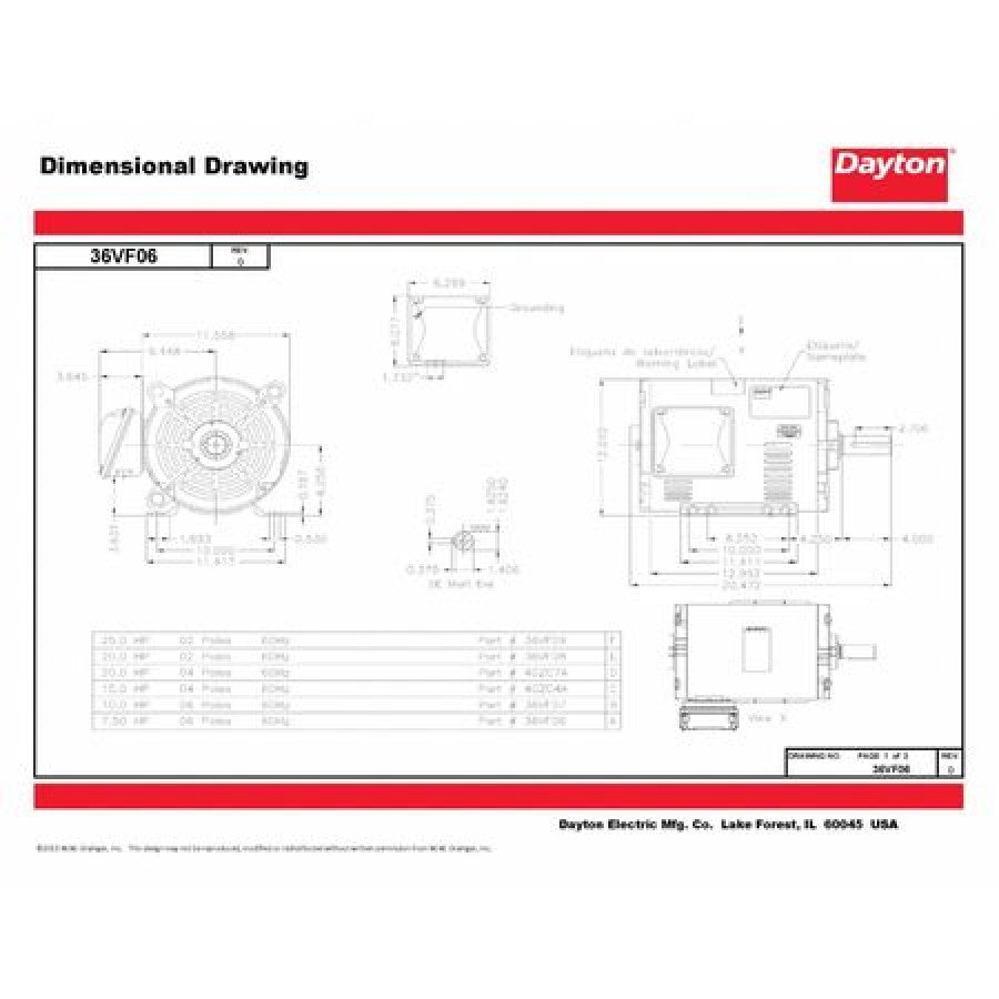 Dayton gp motor,7 1/2 hp,1,175 rpm,230/460v  36vf06