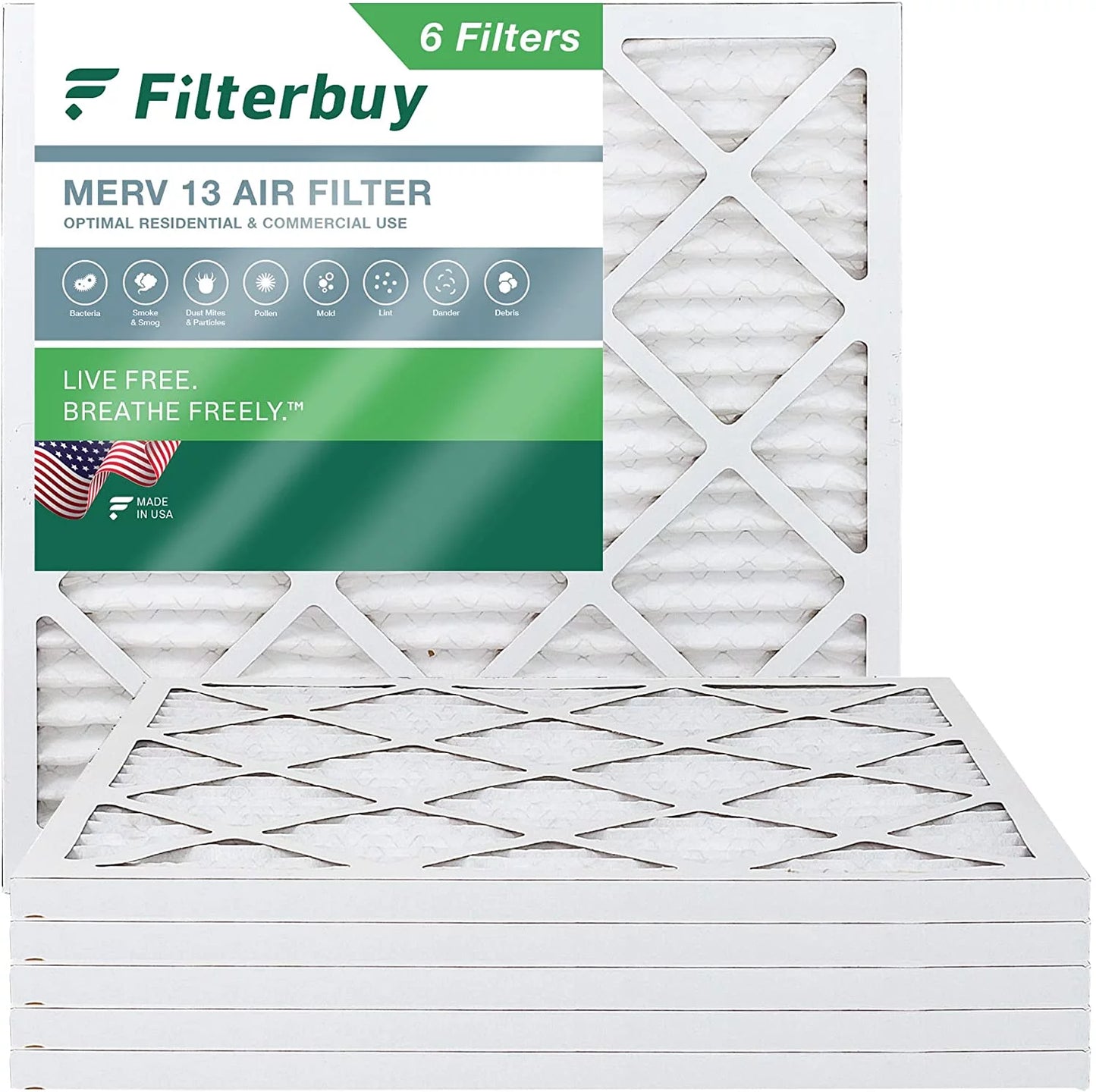 Filterbuy 30x30x1 merv 13 pleated hvac ac furnace air filters (6-pack)