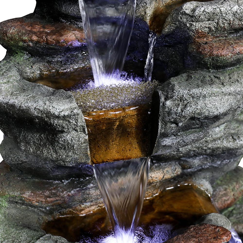 Bmtbuy 32.6inches rock water fountain with led lights