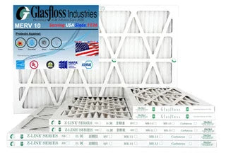 Glasfloss 20x24x1 - merv 10 -qty:12 - furnace air filter - made in usa (actual size: 19.5 x 23.5x7/8 inch)