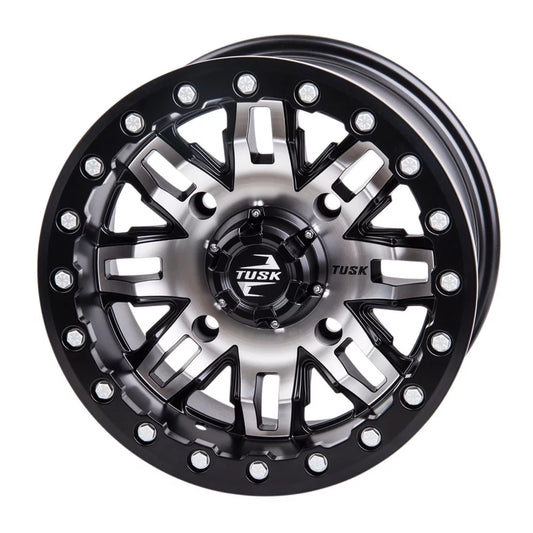 4/156 tusk teton beadlock wheel 15x7 5.0 + 2.0 machined/black for yamaha wolverine rmax 2 1000 sport 2022