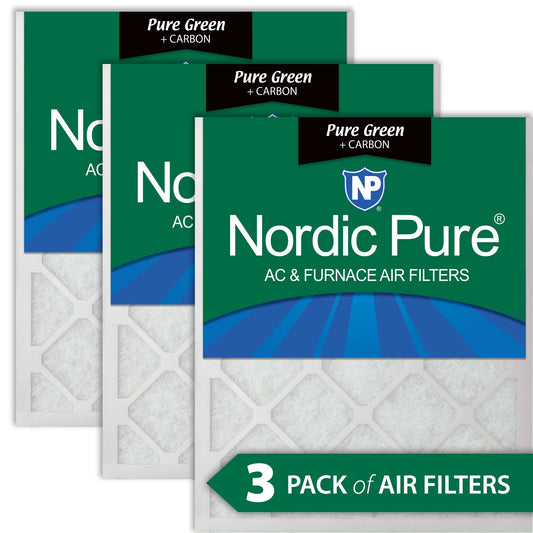 12x20x1 (11_1/2x19_1/2) pure green plus carbon eco-friendly air filters 3 pack