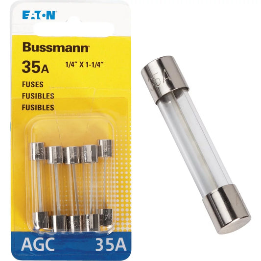 2 pk, bussmann bp/agc-35-rp-bussmann 36-amp 32-volt agc glass tube automotive fuse (5-pack)