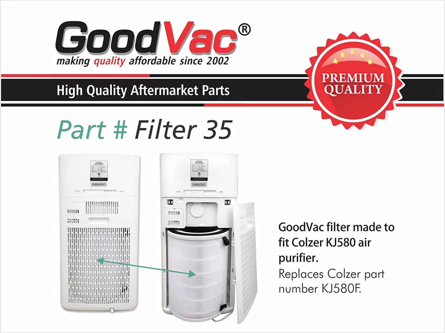 Goodvac h13 true hepa filter compatible with colzer kj580