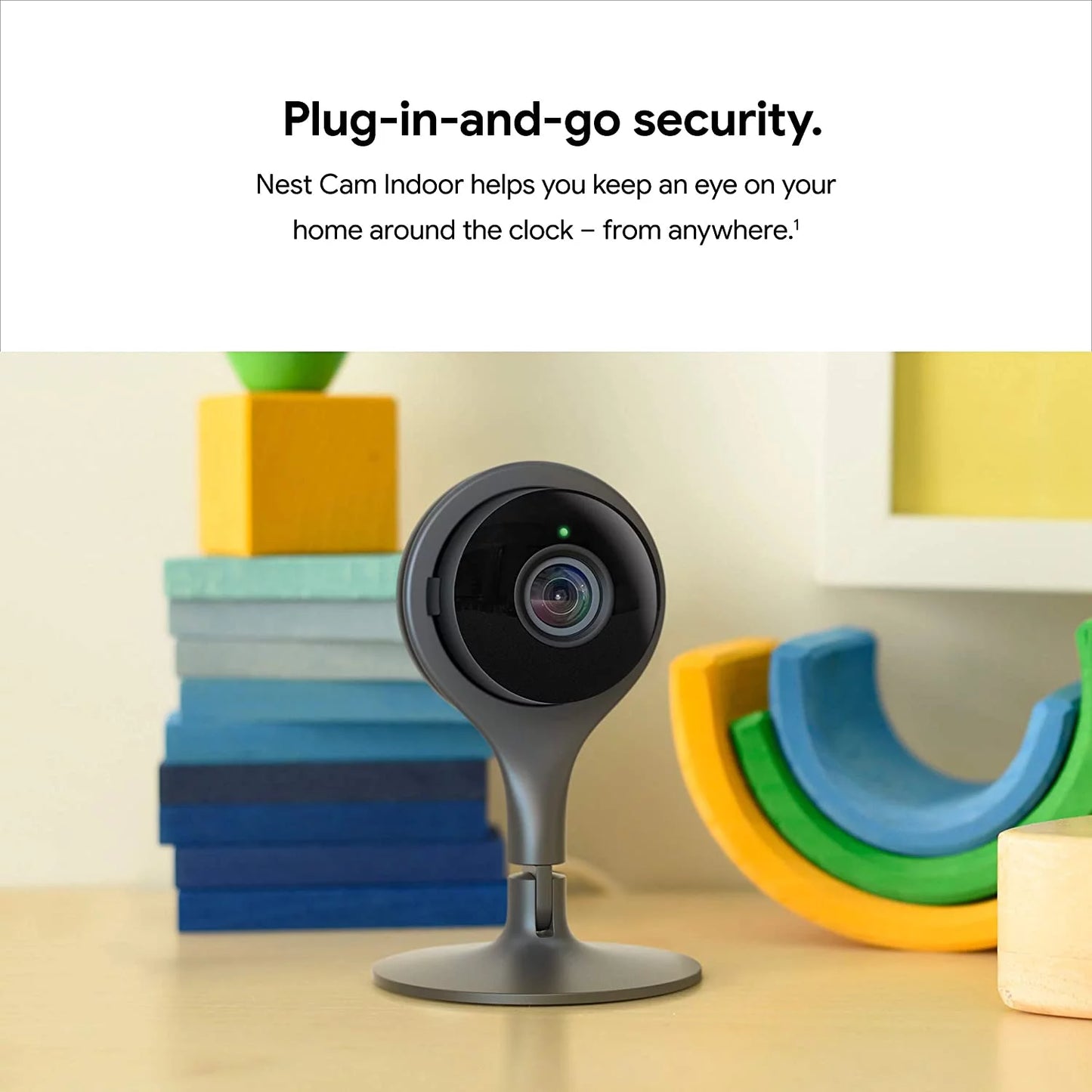 Google nest cam indoor - wired indoor camera for home security - control with your phone and get mobile alerts - surveillance camera with 24/7 live video and night vision