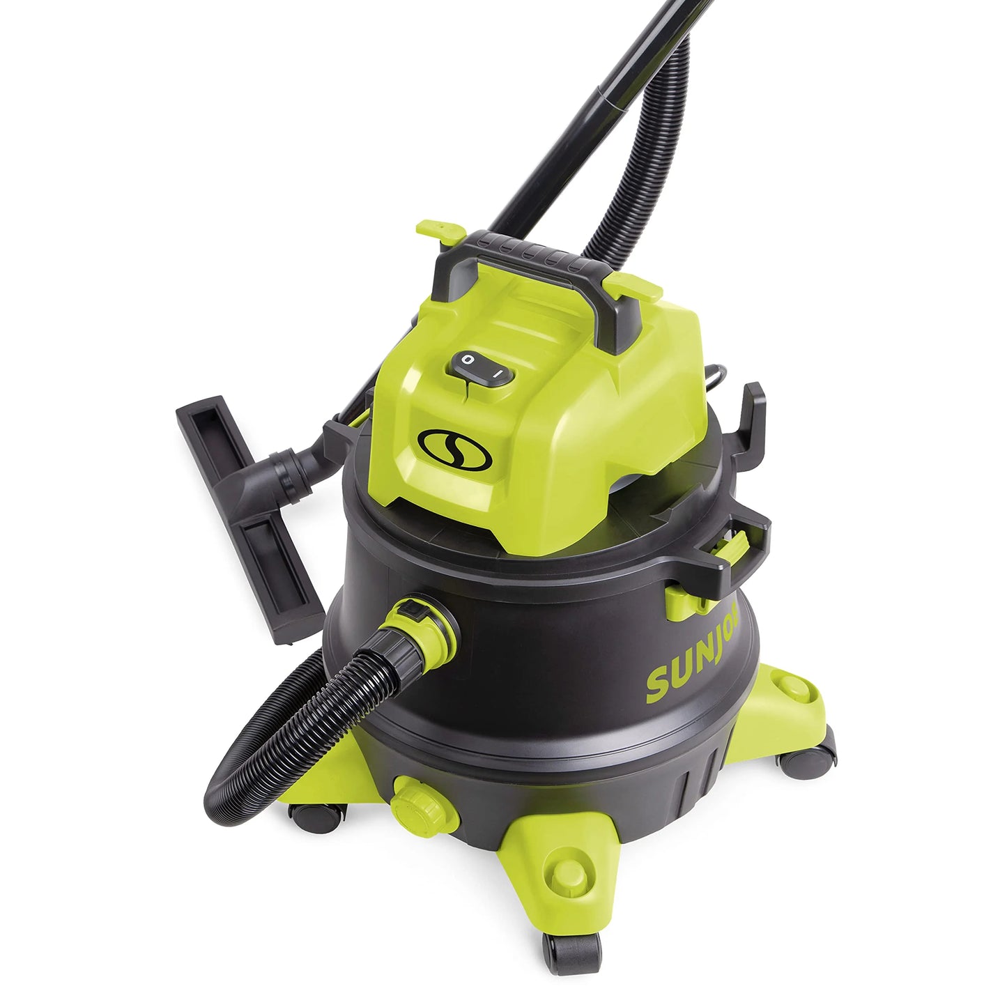 Restored sun joe swd8000 8-gallon 1200-watt 6.5 peak hp wet/dry shop vacuum, hepa filtration, wheeled w/cleaning attachments, black/green (refurbished)